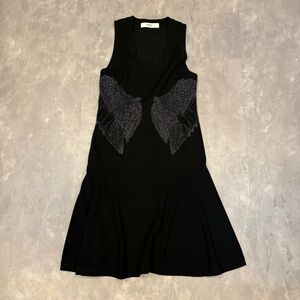 PRABAL GURUNG Wool Metallic Angel Wing Sleeveless Flare Dress Size‎ Medium